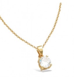 PENDENTIF EN PLAQUE OR  SOLITAIRE 6MM