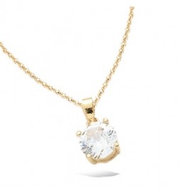 PENDENTIF EN PLAQUE OR  SOLITAIRE 8MM