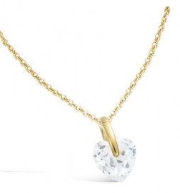 PENDENTIF EN PLAQUE OR  SOLITAIRE  COEUR