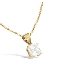 PENDENTIF EN PLAQUE OR  SOLITAIRE CARRE 6MM