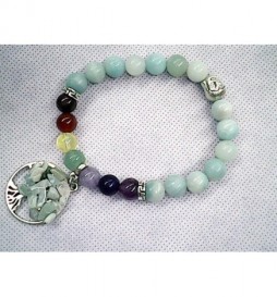 BRACELET EXTENSIBLE PIERRE GEMME ARBRE DE VIE VERT