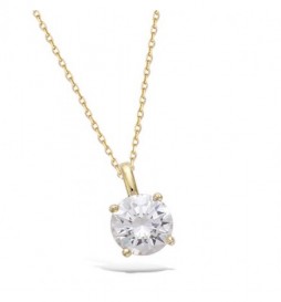 PENDENTIF EN PLAQUE OR  SOLITAIRE 8MM