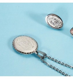 COFFRET COLLIER VIERGE AVEC BOUCLE D OREILLE ACIER