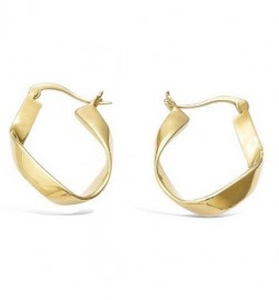 BOUCLE DOREILLES EN PLAQUE OR  CREOLE TORSADEE