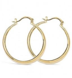 BOUCLE DOREILLES EN PLAQUE OR CREOLE 30MM  LARGE