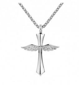 COLLIER CROIX AILES ACIER