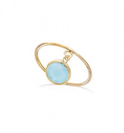BAGUE EN PLAQUE OR PAMPILLE  PIERRE MILKY BLEUE  TAILLE 54