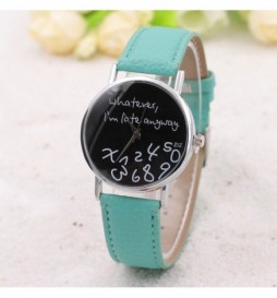 MONTRE WHATEVER IM LATE ANYWAY TURQUOISE CADRAN NOIR 
