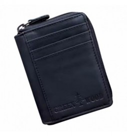 PORTE MONNAIE FAIT MAIN CUIR POLI ET CIRE NOIR