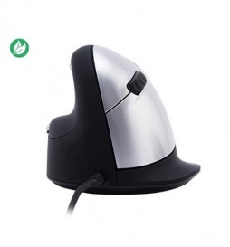 SOURIS ERGONOMIQUE VERTICALE FILAIRE GAUCHER R-GO HE BREAK - TAILLE M - NOIR ET ARGENT