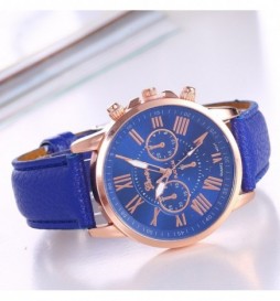 MONTRE GENOVA BLEU FONCE CADRAN BLEU CHIFFRE OR ROSE 