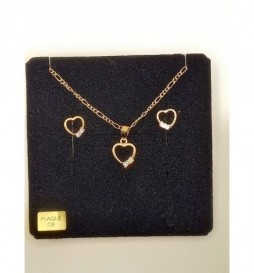  COFFRET PLAQUE OR  COEUR AJOURE AVEC DEUX OXYDES