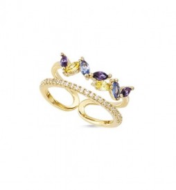 T54 BAGUE EN PLAQUE OR  DOUBLE RAIL  OXYDES TAILLE 54