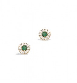 BOUCLE DOREILLES EN PLAQUE OR PASTILLE VERTE
