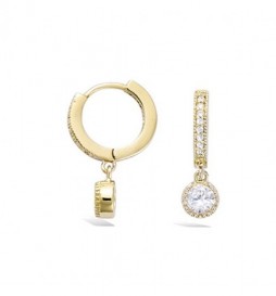 BOUCLE DOREILLES EN PLAQUE OR MINI CREOLE AVEC PAMPILLE