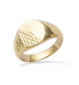 BAGUE CHEVALIERE EN PLAQUE OR  OVALE DIAMANTEE  TAILLE 68