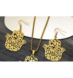 BOUCLE D OREILLE ACIER DORE MAIN FATMA