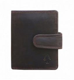  PORTEFEUILLE FAIT MAIN EN CUIR RFID POLI ET CIRE MARRON  