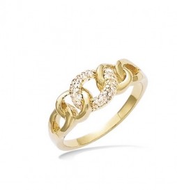 BAGUE EN PLAQUE OR ANNEAUX ENTRELACES AVEC OXYDES TAILLE 62