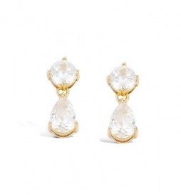 BOUCLE DOREILLES EN PLAQUE OR  FORME GOUTTE