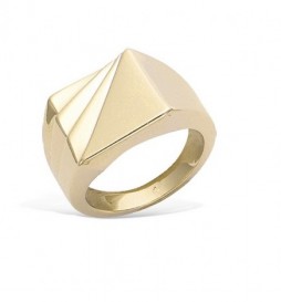 BAGUE CHEVALIERE EN PLAQUE OR  CARREE SEMI DIAMANTEE  TAILLE 66