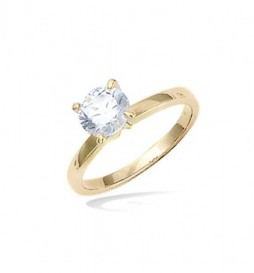 BAGUE EN PLAQUE OR SOLITAIRE  7MM TAILLE 52