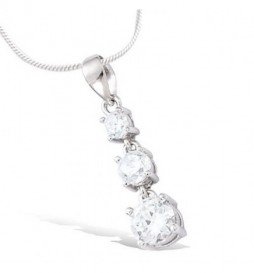 PENDENTIF EN ARGENT 925 RHODIE TROIS OXYDES