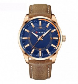 MONTRE CURREN 8390 MARRON CADRAN BLEU CHIFFRE ORANGE
