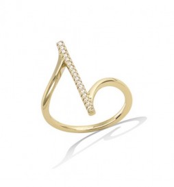 BAGUE EN PLAQUE OR BAGUETTE OXYDES BLANCS TAILLE 54