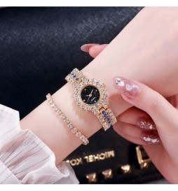 MONTRE NONAME OXYDE BLEU ET BLANC  BRACELET OR