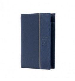 PORTEFEUILLE KAILI MOOD  EN CUIR VÉRITABLE  BLEU 