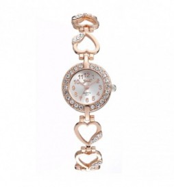 MONTRE YNH BRACELET COEUR  ET CADRAN AVEC OXYDES OR ROSE