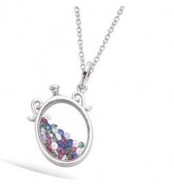 PENDENTIF EN ARGENT 925 RHODIE OVALE VITRE