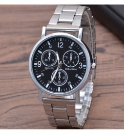 MONTRE NONAME CADRAN NOIR BRACELET SILVER 