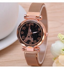MONTRE TOUR EIFFEL OR ROSE CADRAN NOIR