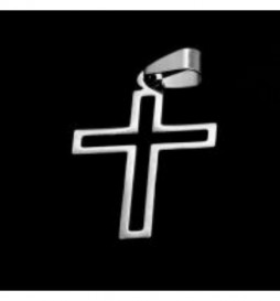 PENDENTIF CROIX ACIER ET NOIR 3X2.CM