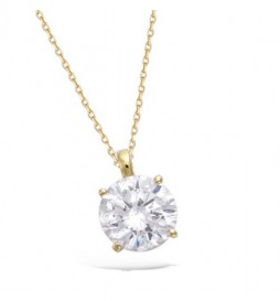 PENDENTIF EN PLAQUE OR  SOLITAIRE 10MM