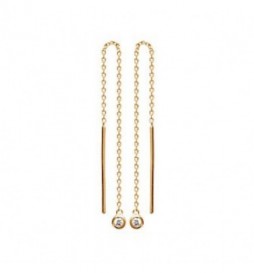 BOUCLE DOREILLES PLAQUE OR DOUBLES PENDANTES OXYDES 