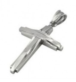 PENDENTIF CROIX  ACIER 4X2.5CM