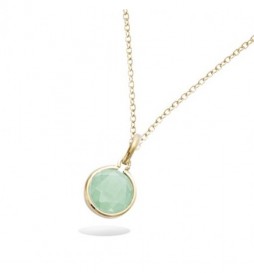  PENDENTIF EN PLAQUE OR RONDE MILKY VERT