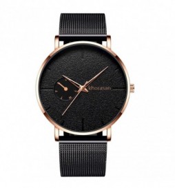 MONTRE KHORASAN NOIR CADRAN NOIR ET OR ROSE