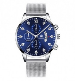 MONTRE SHAARMS SILVER ET BLEU CHIFFRE  AVEC STRASS