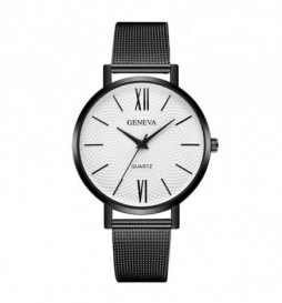MONTRE GENEVA NOIR CADRAN BLANC