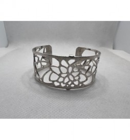 BRACELET GEORGETTE ARGENTE AVEC LANGUETTE CUIR GOLD