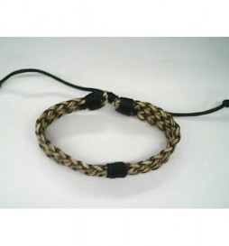 BRACELET TRIPLE TRESSE MARRON ET BLANC CORDE CUIR