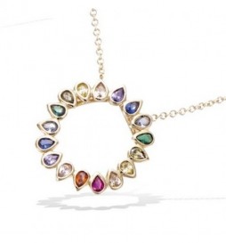 PENDENTIF PLAQUE OR CERCLE RAINBOW