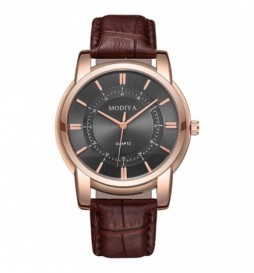 MONTRE MONDIYA BRACELET MARRON CADRAN NOIR ET OR ROSE