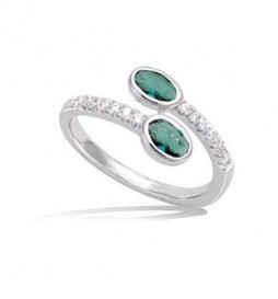 BAGUE EN ARGENT 925 RHODIE OXYDES COULEUR VERT TAILLE 56