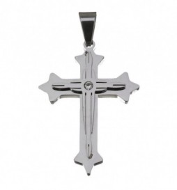 PENDENTIF ACIER CROIX AVEC OXYDE 4.5X3.5CM