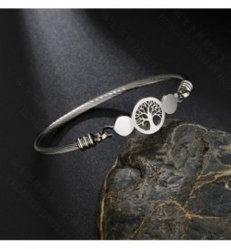 BRACELET ACIER RIGIDE ARBRE DE VIE 